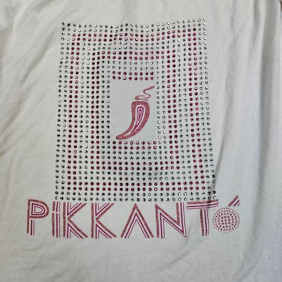 NWT Euro Cami Top Tank White Rhinestone McBling Pikkanto - Small - Picture 3 of 8